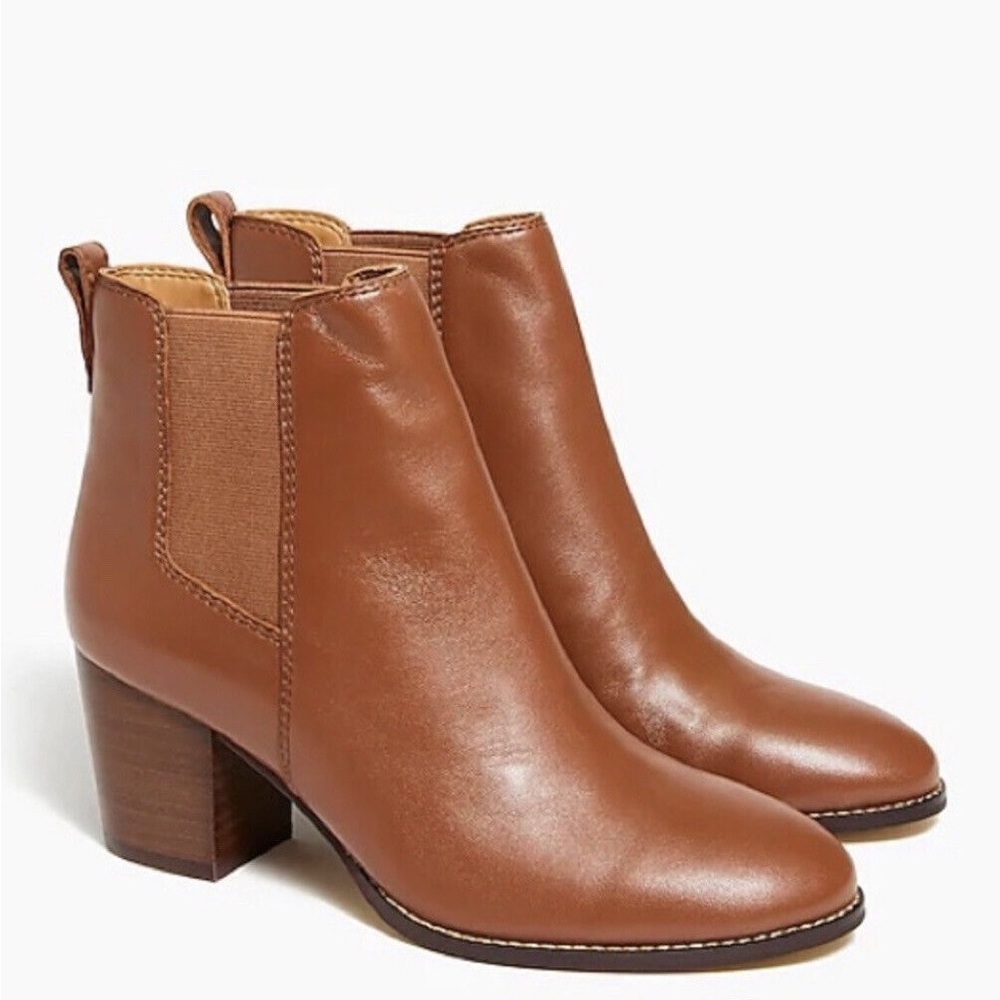 J. Crew Factory RORY LEATHER HEELED BOOTS in warm sepia sz 10H